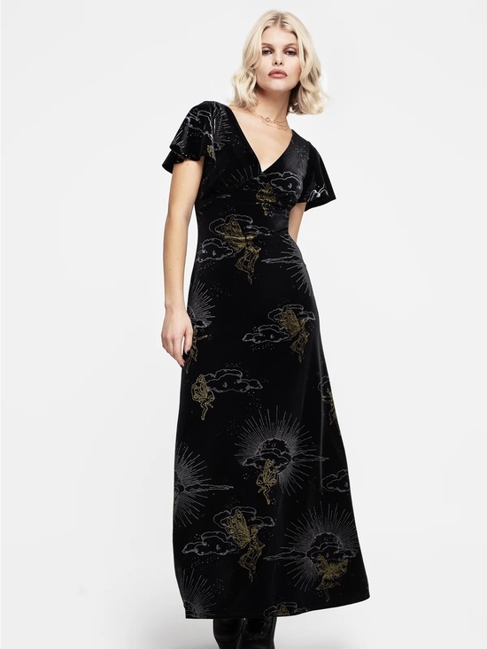 Disturbia Dresses & Skirts - Adelina Foil Print Velour Midaxi Dress